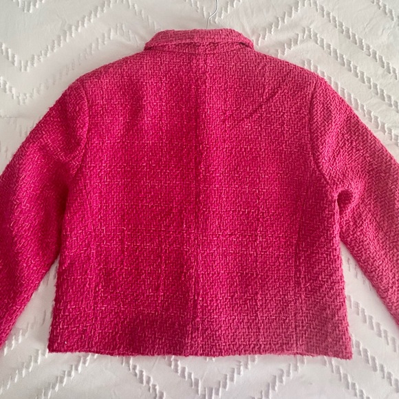 RACHEL ZOE FUCHSIA TWEED CROPPED BLAZER WITH GOLD TONE BUTTONS SZ XS - Picture 5 of 13
